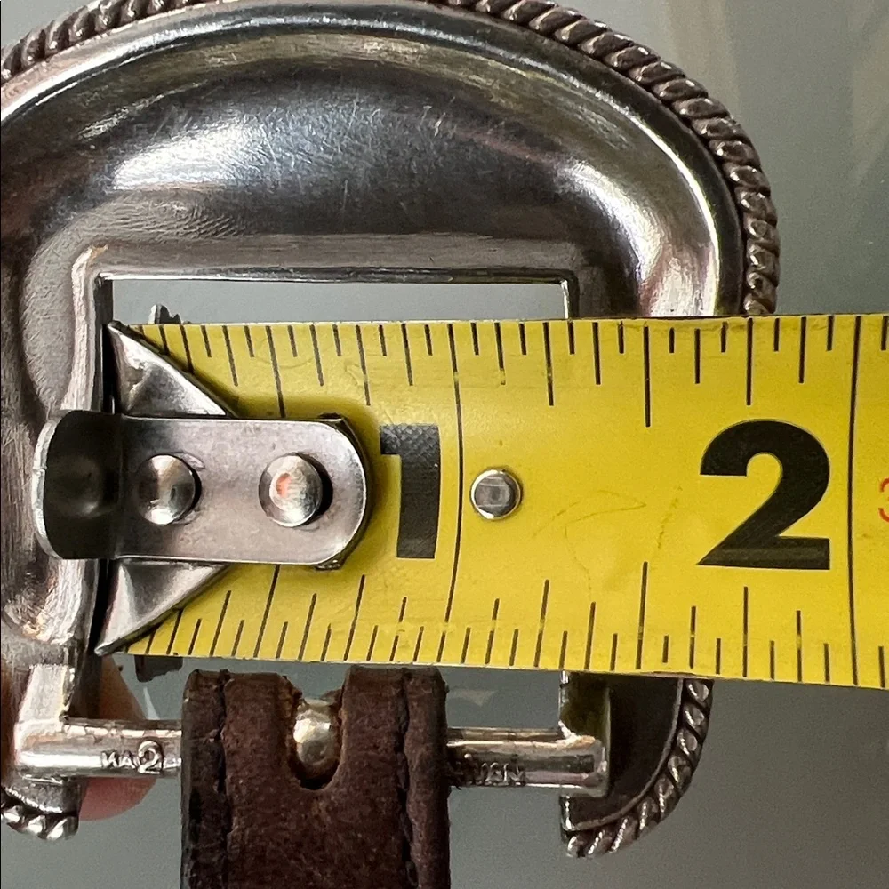 🩶Vintage Concho Leather Belt with Silver Accents & Removable Silver Buckle | S/M - Picture 9 of 16